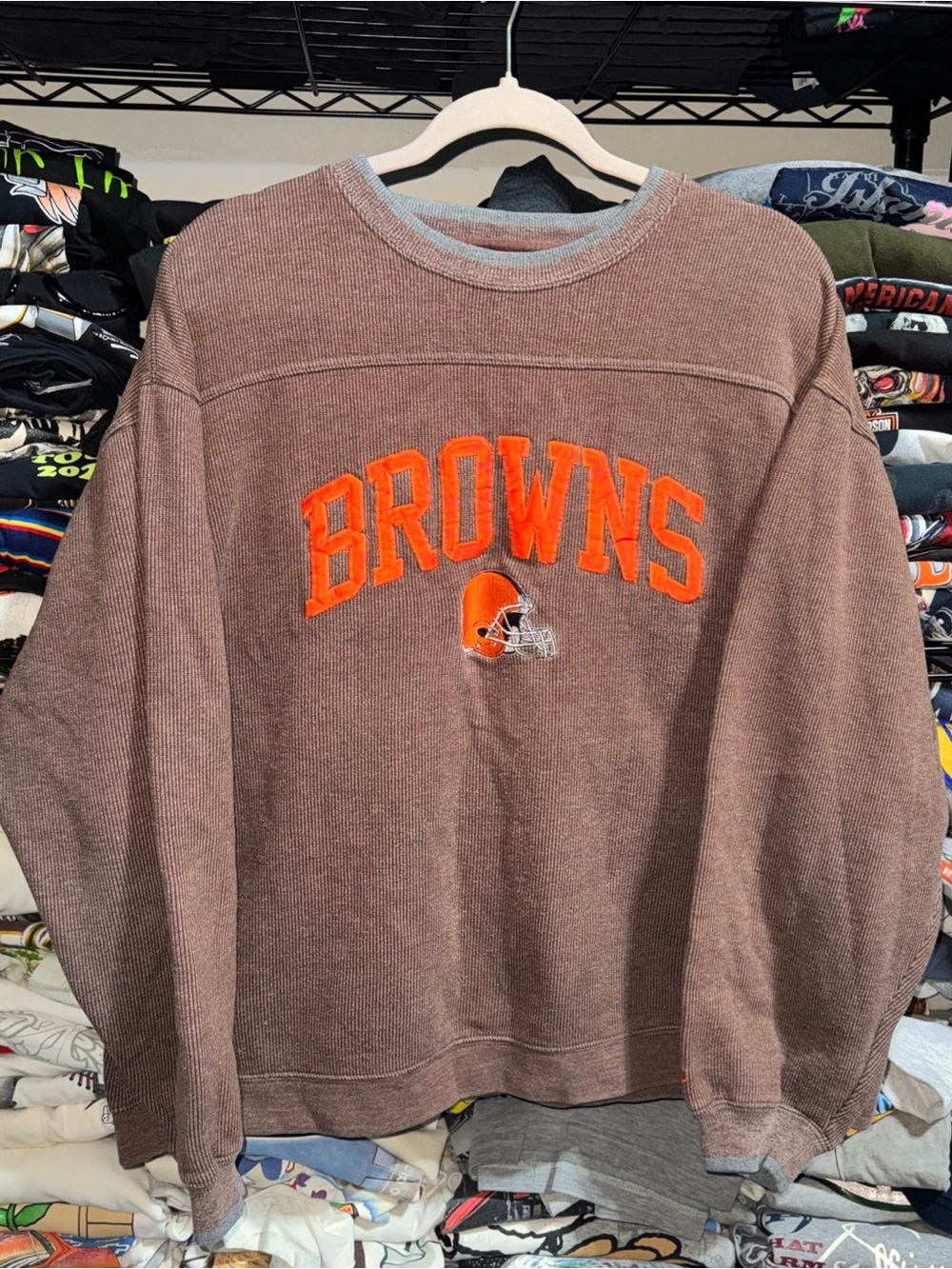 Vintage 90s Pro Player Cleveland Brown Embroidered Crewneck Size Large